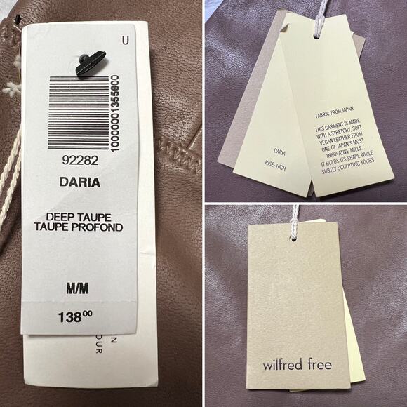 NEW Aritzia Wilfred Free Daria Pant SIZE M Taupe HR Vegan Leather Leggings NWT - Picture 6 of 10